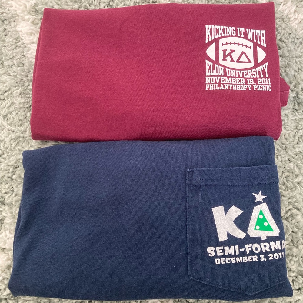 Maroon and Navy Kappa Delta Long Sleeve T-Shirts Size Small